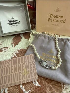 Vivienne Westwood Orb Faux Pearl Necklace with Crystal Pendant